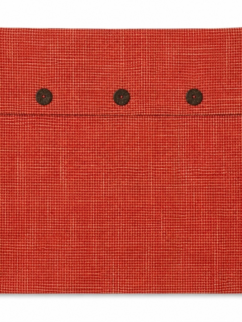 Two Textured Red And Yellow Linen-Style Accent Pillow Cases with Buttons